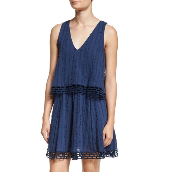 Nicholas Casper Frayed V-Neck Dress Navy - Picture 3 of 8